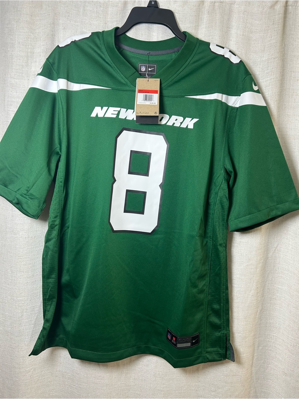 Nike NFL New York Jets Aaron Rodgers #8 Jersey L Green White Football